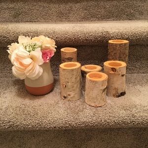 BIRCH WOOD Tea Light Candle Holders